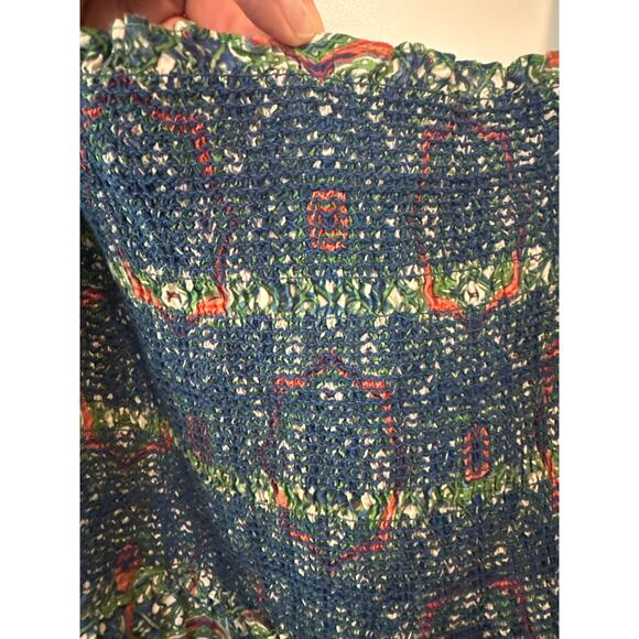 Cara Cara Moroccan Tile Teal Jazzy Midi Dress Size Large Boho Smocked Dress - Picture 9 of 12